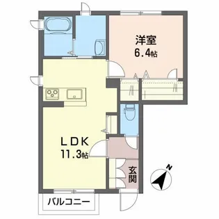 プロヌーブ植田II【1階】の間取り