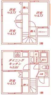 神奈川県横浜市神奈川区神之木台【一戸建】の間取り