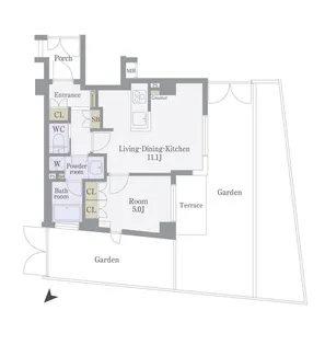 プラーティノ南大井【1階】の間取り