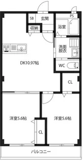 ピース・ベレッツァB棟【1階】の間取り
