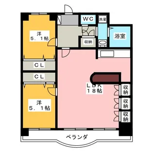 ヒルズいなんば【2階】の間取り