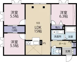 ハーバーサイト南山手【1階】の間取り
