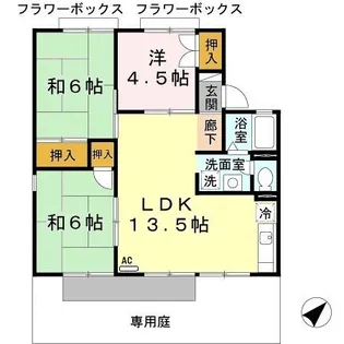 シティーハウスウエハラB棟【2階】の間取り