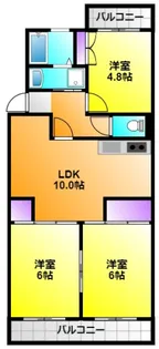 マンション中瀬【4階】の間取り