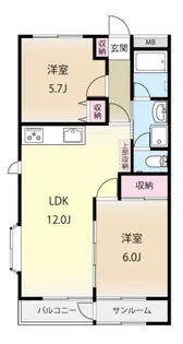 ディアコート宮前平【2階】の間取り