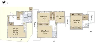東京都世田谷区中町3【一戸建】の間取り