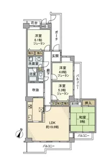 ローレル東生駒【5階】の間取り