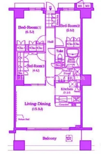 神奈川県横浜市中区本牧原【マンション】の間取り