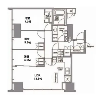 レキシントンスクエア白金高輪【14階】の間取り
