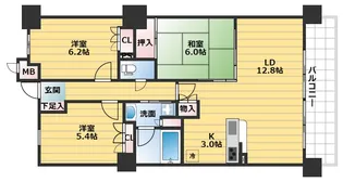 エルセレーノ上本町レジデンス【7階】の間取り