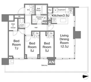 晴海フラッグ サンビレッジ T棟 (SKY DUO)【18階】の間取り
