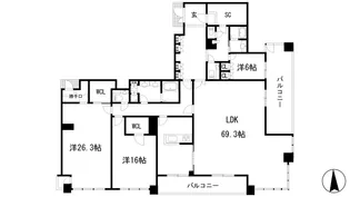 ジオタワー宝塚WEST【33階】の間取り