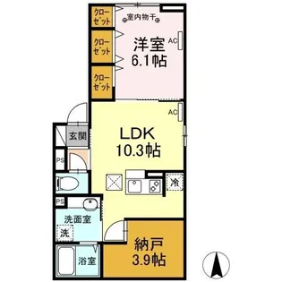ラリュール清川A【1階】の間取り