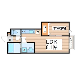 ガス割 第九弾 ESCONDITE卸町I【1階】の間取り