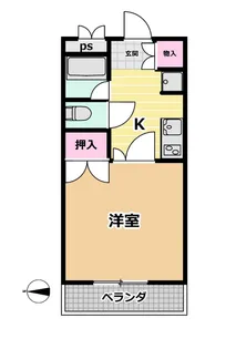 花城ワンルームマンション【3階】の間取り
