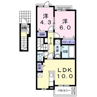 レジデンス北岩田【2階】の間取り