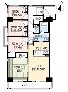 UR幕張ベイタウンパティオス20番街【5階】の間取り