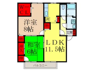 フォレスタかやふり【2階】の間取り