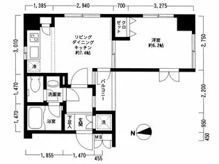 八丁堀アムフラット【7階】の間取り