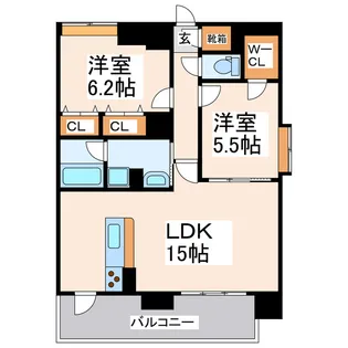 ロザリアン九品寺【6階】の間取り