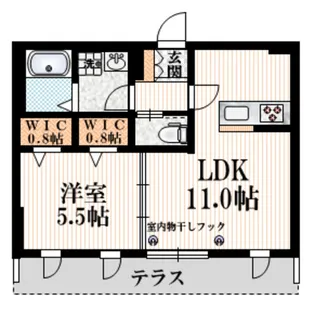 ミココリエ北新宿【1階】の間取り