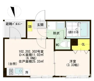 ハーモニーテラス新今里III【3階】の間取り