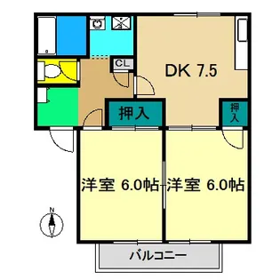 ハイツ北小松 1【1階】の間取り