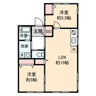 シティハイム コスモ国立【1階】の間取り