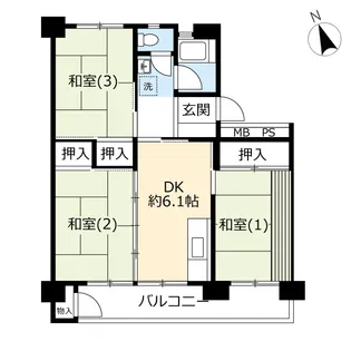UR下大槻【6階】の間取り