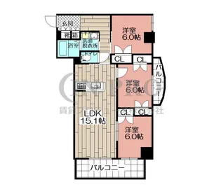 ニューリバー福間【10階】の間取り