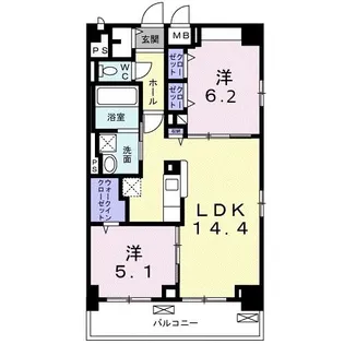 ウィステリア パーク 稲毛海岸【10階】の間取り