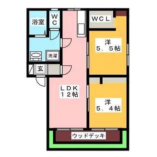 サンハイツヤマイB【1階】の間取り