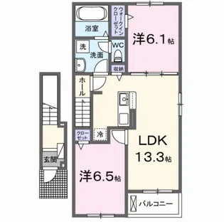 ローズ・アンソレイユ【2階】の間取り