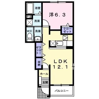 サンプウルサン I【1階】の間取り