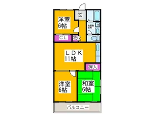 白鷺ビュ-ハイツ【7階】の間取り