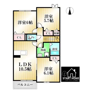 クラールプレディエB【2階】の間取り