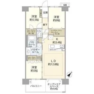 ヴェレーナシティパレ・ド・マリナージュ【2階】の間取り