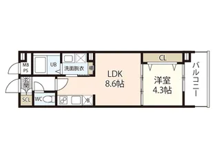 FLAX十日市【8階】の間取り