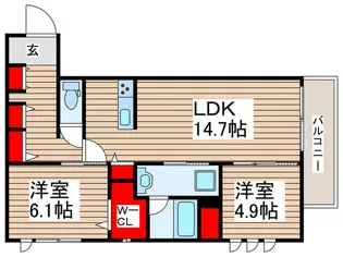 MILLE TWA 氷川町【3階】の間取り