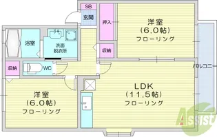 トゥインクル土手内B【2階】の間取り