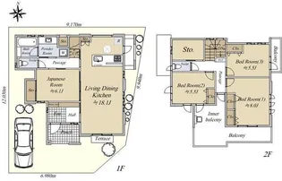 大阪府堺市東区日置荘西町2【一戸建】の間取り