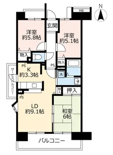 URコンフォール城山【7階】の間取り