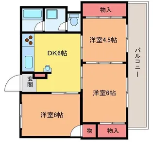 ハイツ米山206【2階】の間取り