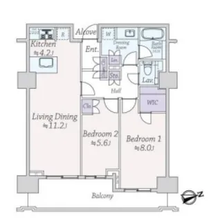 プラウドタワー芝浦【16階】の間取り