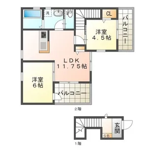 リーブルファイン東富田【2階】の間取り
