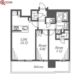 2LDKの間取り画像