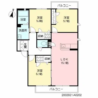 プレミアス三田川【1階】の間取り