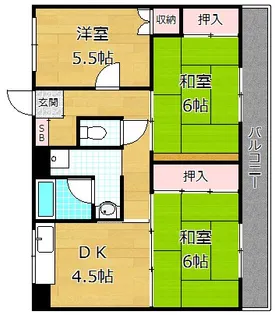 ビレッジハウス春日I【4階】の間取り
