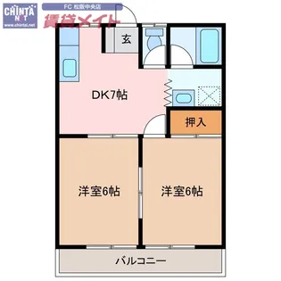 フラワーハイツ【2階】の間取り