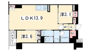 イニシア京都五条【2階】の間取り